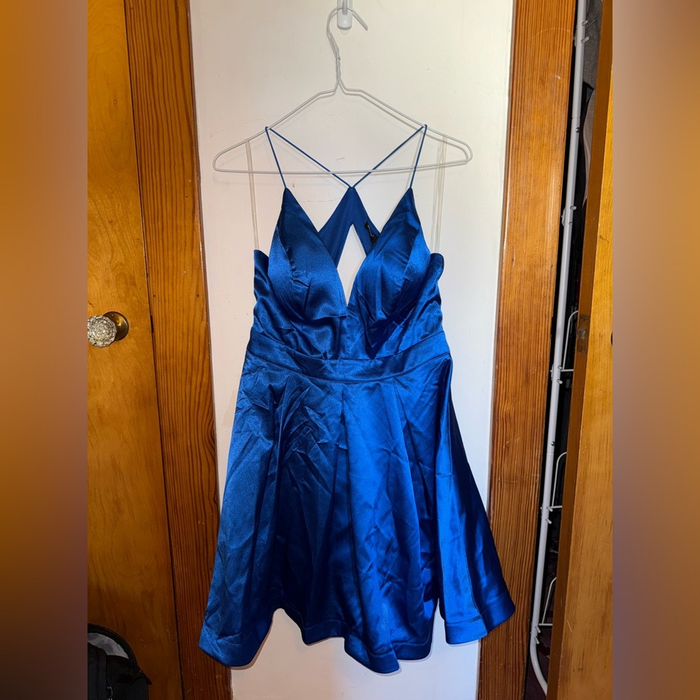 Fashion Nova Blue Satin Dress - Size Large - Never Worn!